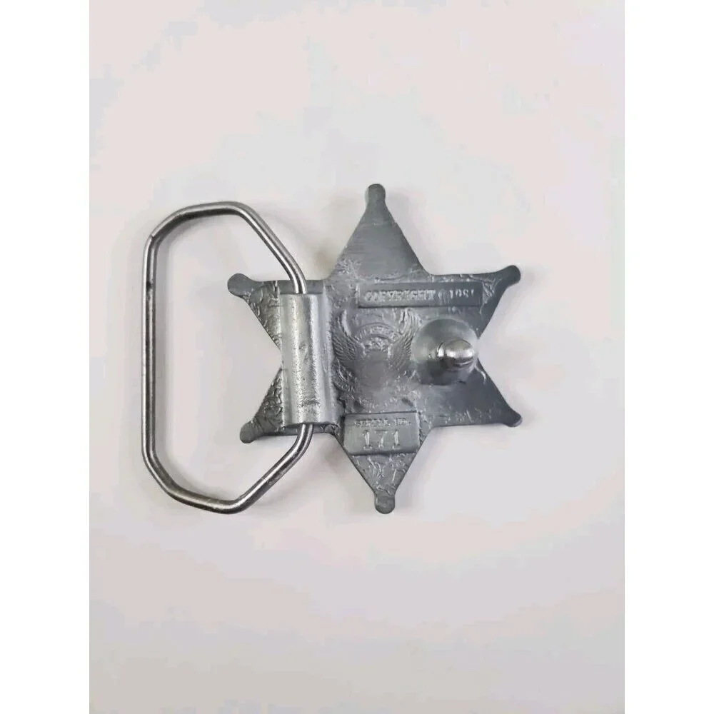 Vintage Belt Buckle Texas 6-point Star Sheriff‎ Badge Pewter New Old Stock